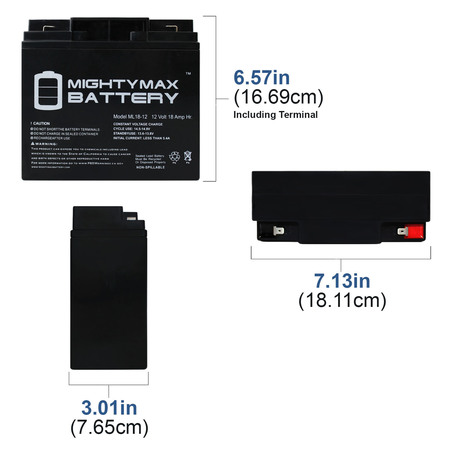 Mighty Max Battery 12V 18AH F2 SLA Replacement Battery for Long Way LW-6FM18AJ ML18-12F25